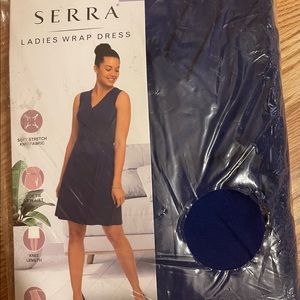 Serra XL ladies blue wrap dress. New never opened. Soft stretch fabric.